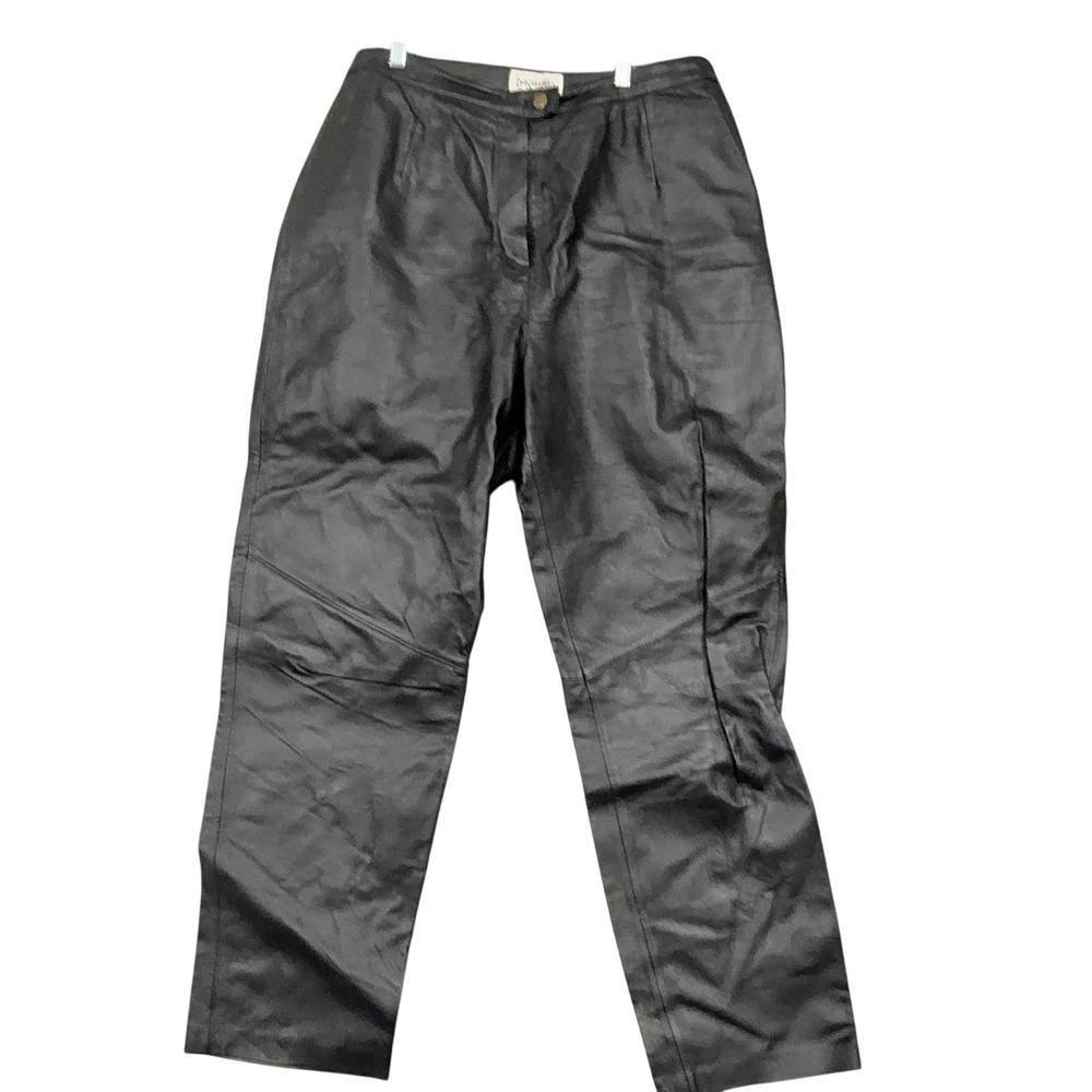 Bagatelle Dress Pants Womens 16W Black Leather Lined Pleated‎ Tapered Leg